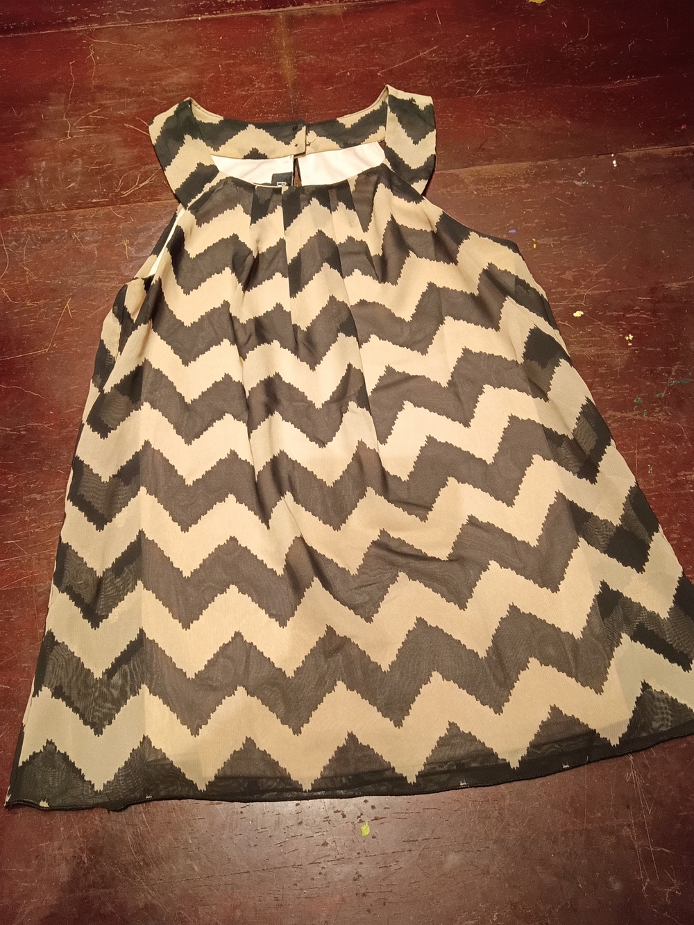 BCX Black and Cream Chevron Halter-Style Woman's Blouse.